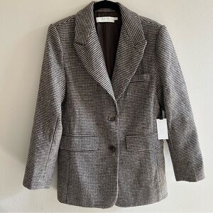 NWT ASTR the Label Pauline Blazer Houndstooth Brown Cream Size XS